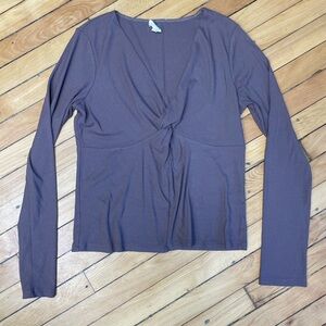 Hem & Thread Long Sleeve Top Large Taupe